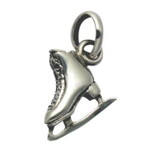 Small Sterling Silver Figure Skate Pendant/Charm  -  Winter sport pendant -